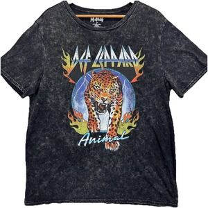 Def Leppard  Graphic Cotton Tee ‎ Tiger Sz XL Tshirt Black Mineral Wash Comfy